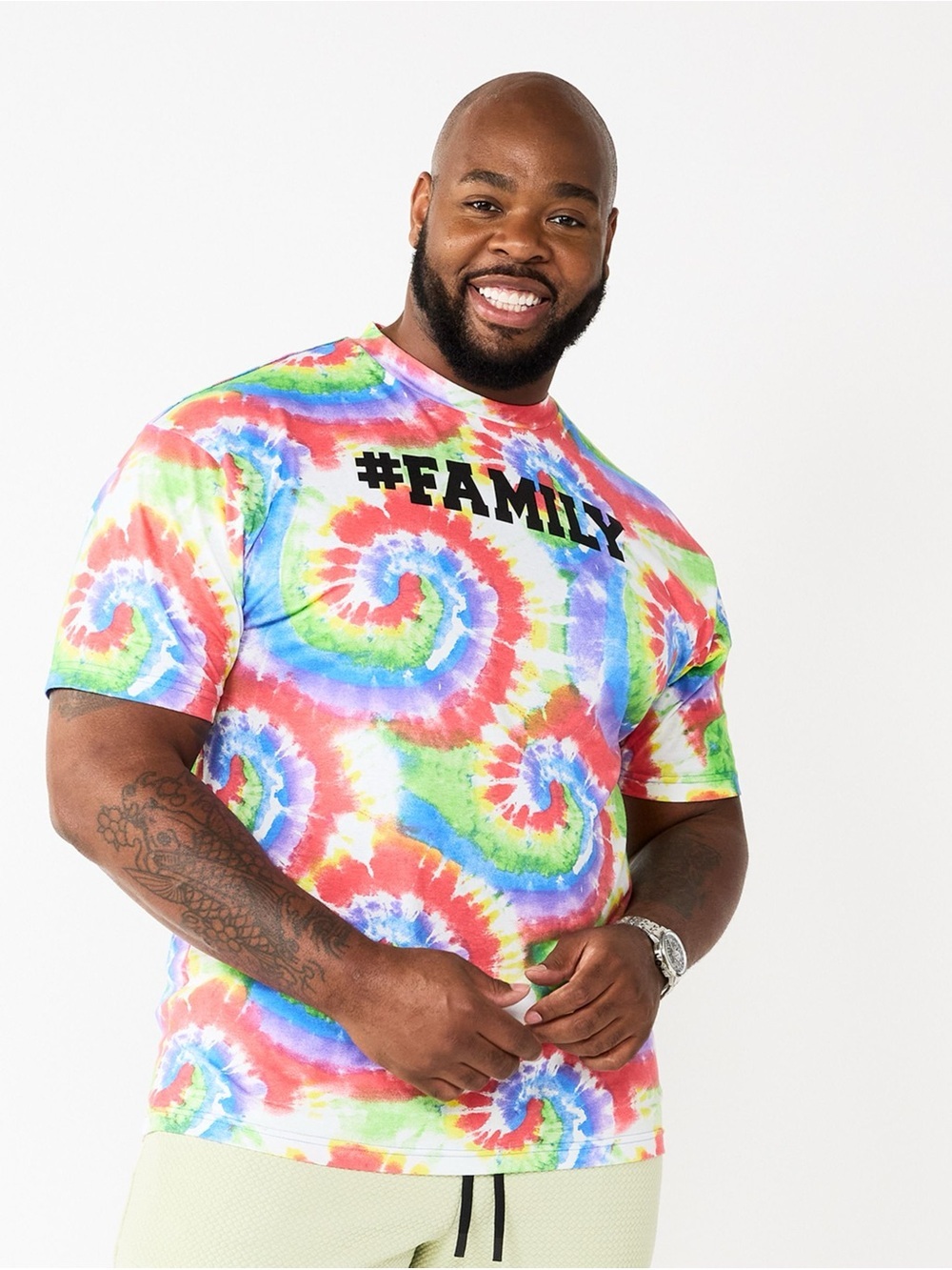 #FAMILY Multicolor Tie-Dye Short Sleeve Tee large Tall